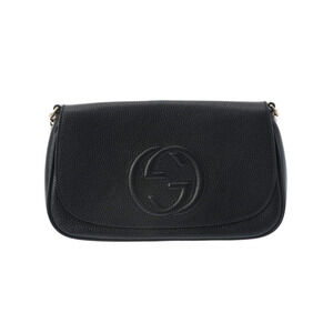 GUCCI Soho Chain Shoulder Bag Black Leather